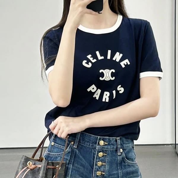 セリーヌ トリオンフ 偽物 PARIS コットンジャージーTシャツ 2色 2X14O671Q.01CB