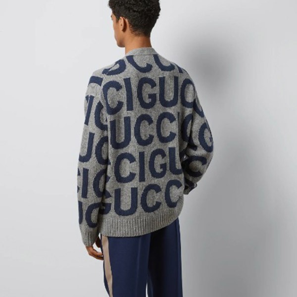 追跡付グッチ☆24SS☆インターシャウールカーディガン 偽物 771707 XKDLV 1140