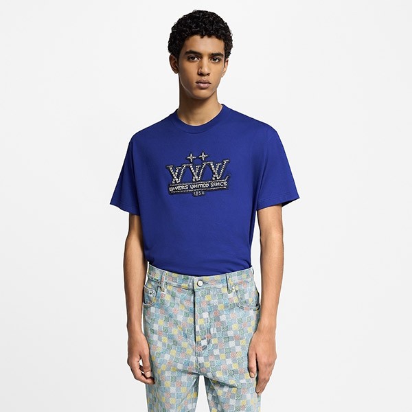 即日配送【シンプル☆】ルイヴィトン コピー エンベリッシュドコットンTシャツ 1AHCNN
