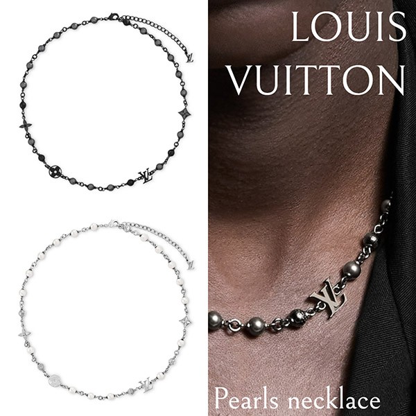 新作メンズ ルイヴィトン LV パールネックレス 偽物 モノグラム M02445 M02448