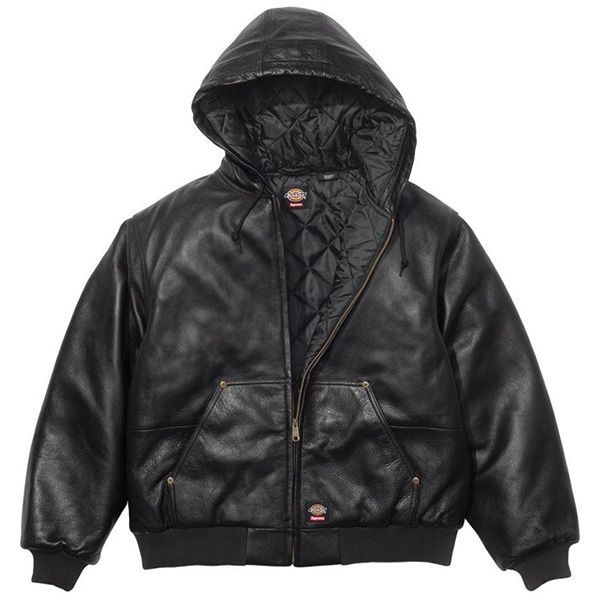 【シュプリーム Dickies 偽物】フード付き レザー ワークジャケット sp02191