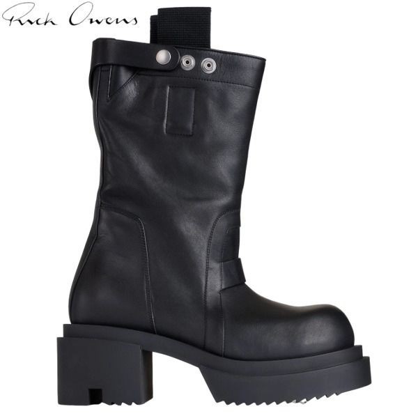 リックオウエンス 偽物 Runway Pull On Bogun Boots ブーツ ブラック