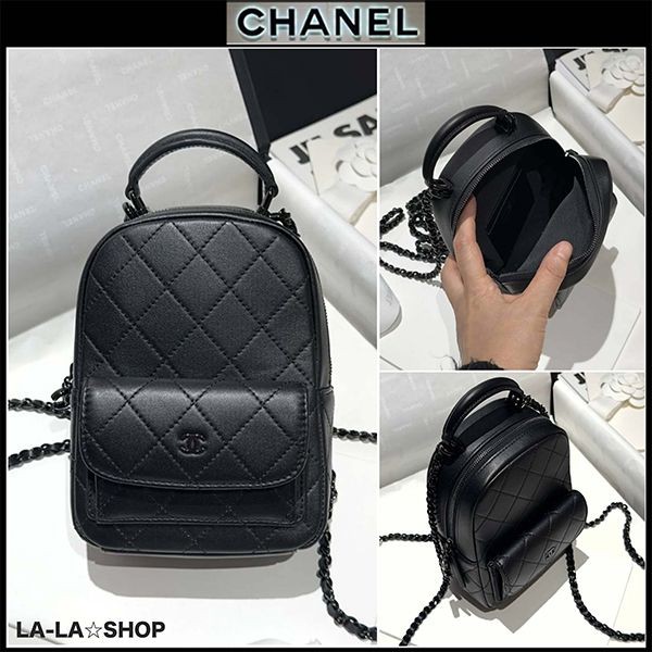 【オールブラックでかっこいい♪】シャネル バックパック コピー AP4322