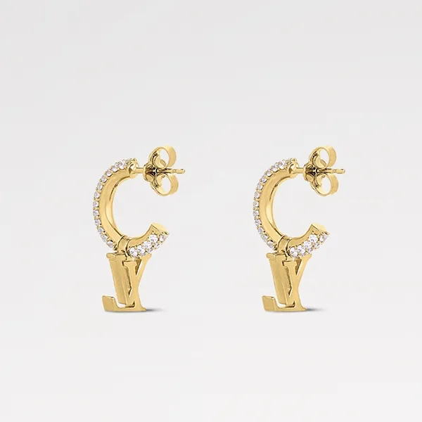 クリスタル輝く《ルイヴィトン》 ピアス コピー フープ LV アイコニック M01732