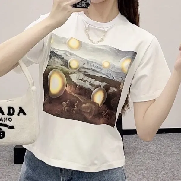 ルイヴィトン x Laurent Grasso プリントクロップドTシャツ 1AHIND