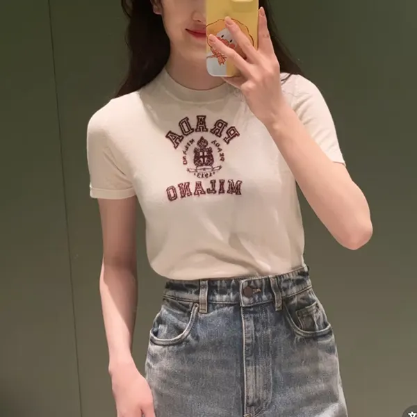 注目商品！プラダ カシミヤ インターシャ Tシャツ ウィメンズ P24M2M
