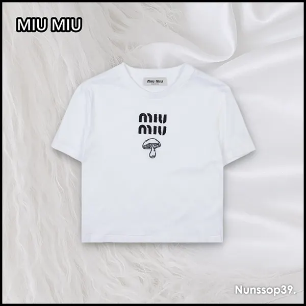 ミュウミュウ ロゴ コットン Tシャツ コピー MJN495
