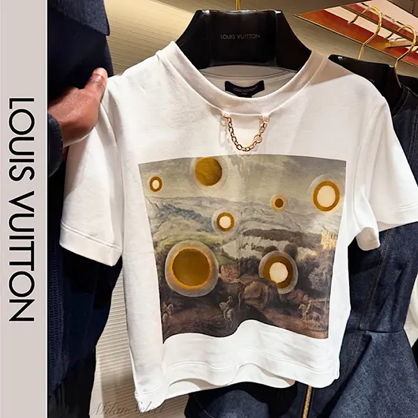 ルイヴィトン x Laurent Grasso プリントクロップドTシャツ 1AHIND
