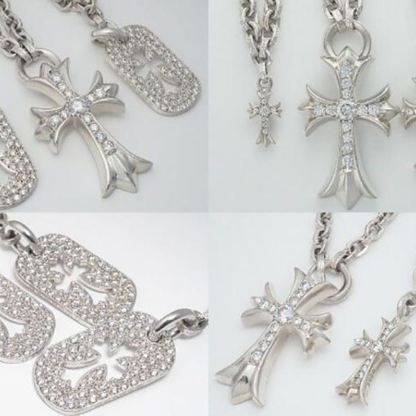 クロムハーツ 特注品 スペシャルオーダー 偽物 ダイヤ ペーパーチェーン ネックレス タイニーカットアウトクロス ドッグタグ タイニーファット ch253323
