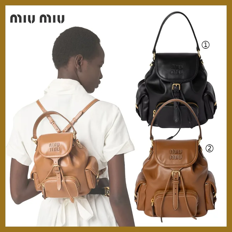 ミュウミュウ パロディ レザー バックパック 2色 miu0610