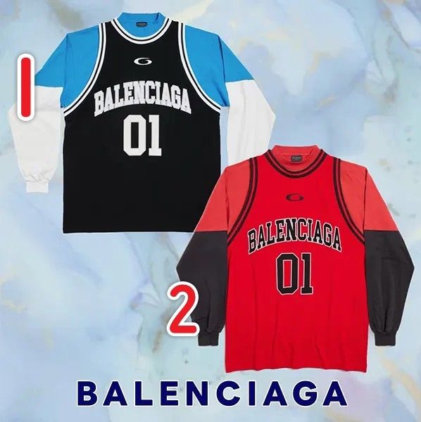 バレンシアガ Basketball Series レイヤード 長袖Tシャツ 822176TR