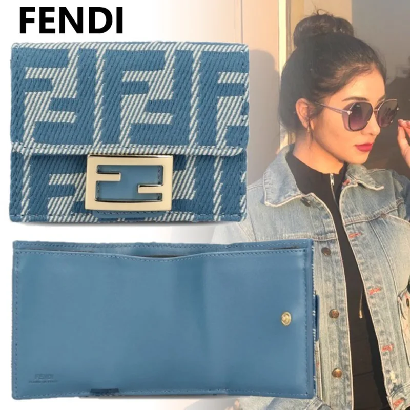 完売必至!フェンディ コピー ブルーデニム調FFジャカード 三つ折り財布 fd65615