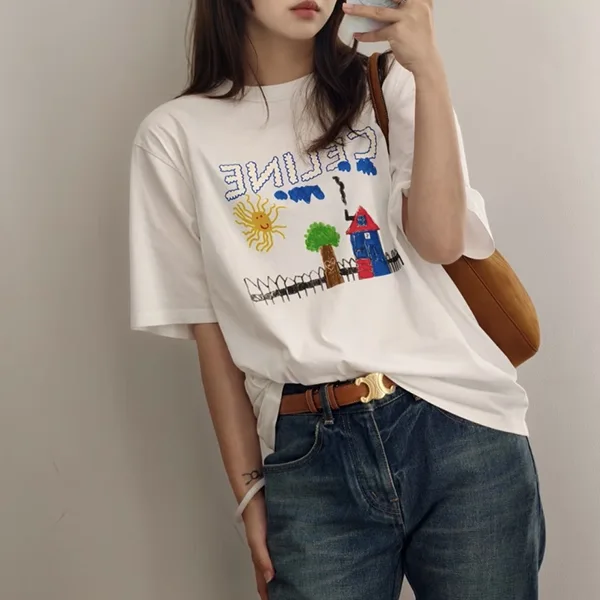 セリーヌ コットンTシャツ コピー t-shirt in cotton 選べる3色 RX0D5507Z