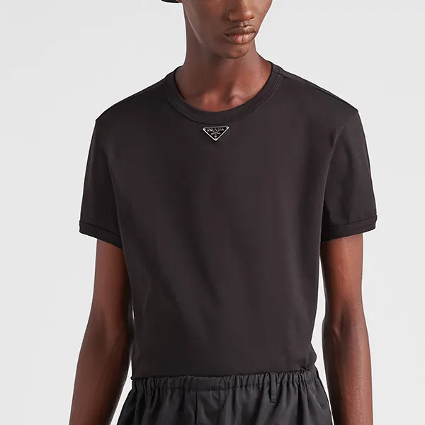 プラダ クルーネック 半袖コットン Tシャツ UJN824