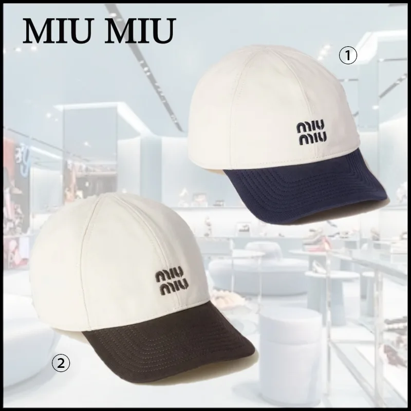 ミュウミュウ パチモン ロゴ ドリル ベースボールキャップ 2色 miu663225