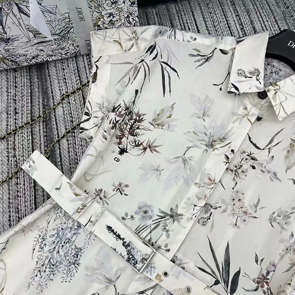 【花柄が華やか♪】ディオール パチモン ミディ丈シャツドレス 547D83A3A67