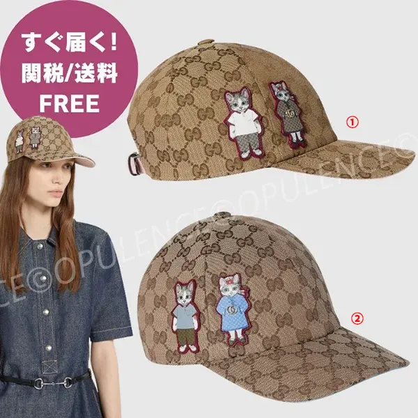 日本限定 グッチ ヒグチユウコ 猫 偽物 ベースボールキャップ gg25627