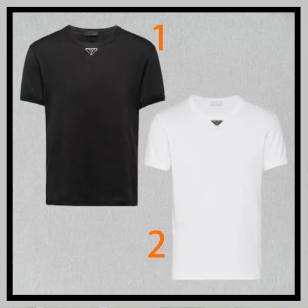 プラダ クルーネック 半袖コットン Tシャツ UJN824