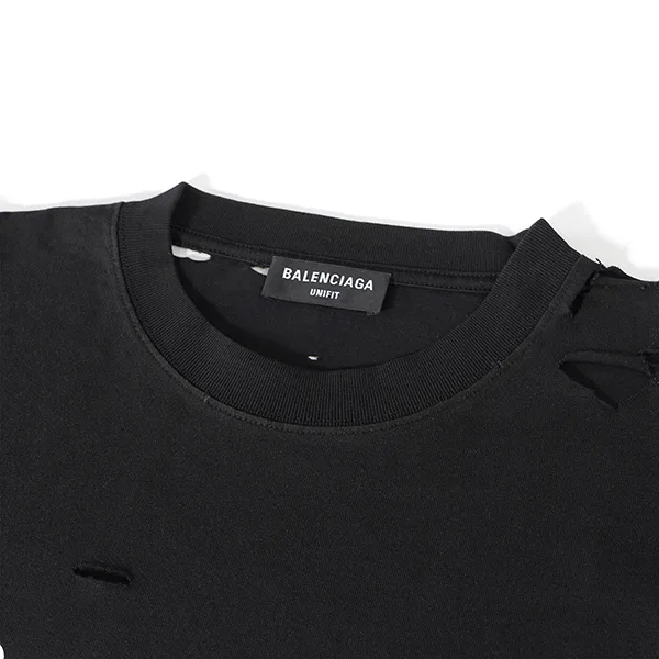 [N級品]激安バレンシアガ ルーズフィット コピー DESTROYED Tシャツ 651795 ブラック