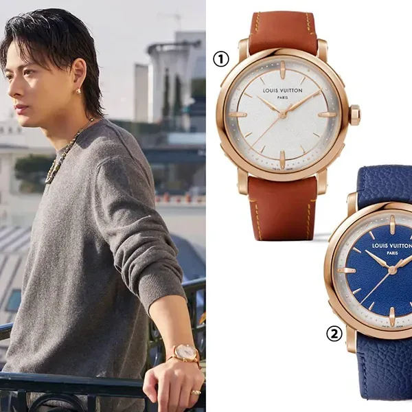 平野紫耀さん着用ルイヴィトン エスカル コピー オトマティック ローズゴールド ブルー W3PG21