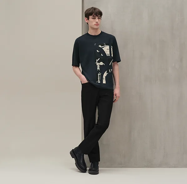 異素材で芸術的に魅せる【エルメス】Ex-Libris Tシャツ 偽物 H567800HA