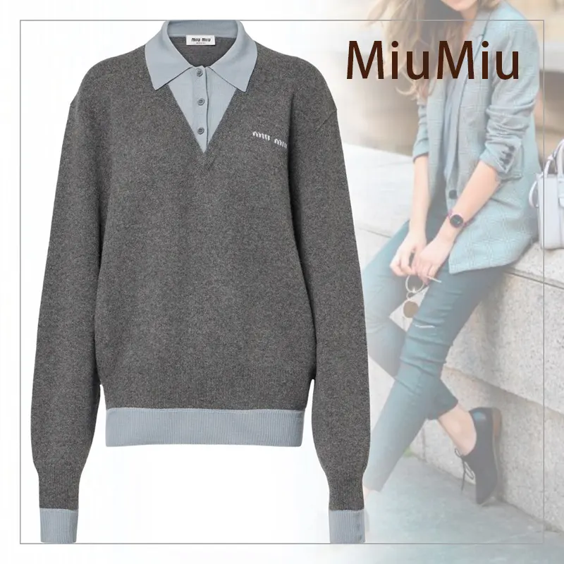 ミュウミュウ カシミア×ウール ポロセーター n級品 miu655325