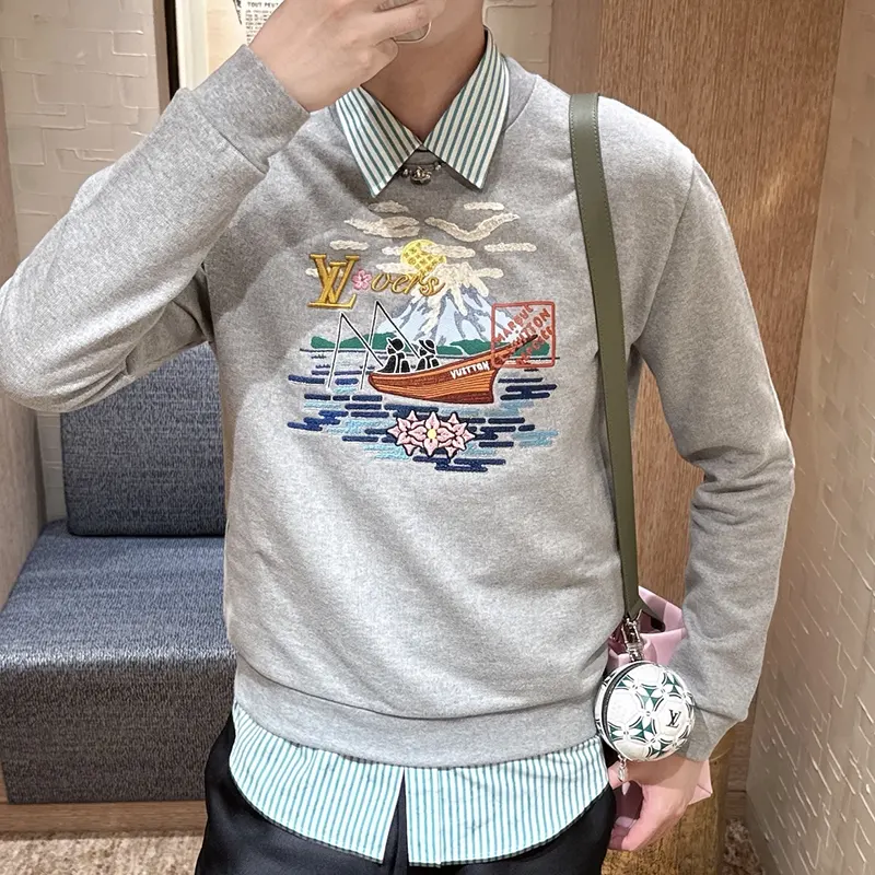 ルイヴィトン パロディ NIGOコラボ 刺繍 スウェット シャツ 1AIMM5