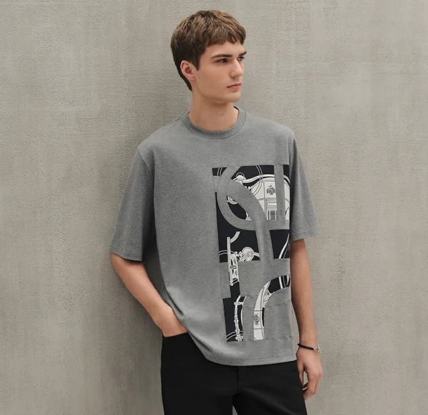 異素材で芸術的に魅せる【エルメス】Ex-Libris Tシャツ 偽物 H567800HA