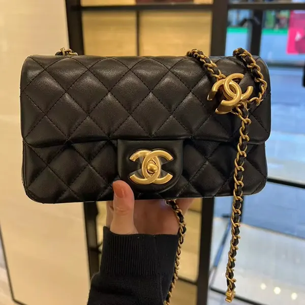 シャネル ラム レザー ミニ フラップ バッグ グレー AS5759
