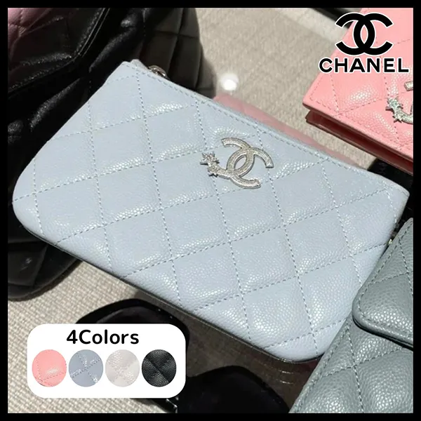 7日間返品返金保障毎日使える シャネル コピー ミニポーチ シルバー金具 ロゴ キャビア ロゴ AP4811 B21489 94305