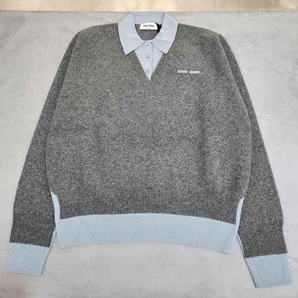 超希少！ミュウミュウ セーター ポロシャツ 偽物 | CASHMERE & WOOL POLO SWEATER セーター MMLA61