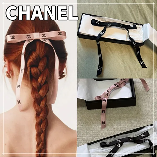 すぐ届く総柄ロゴ シャネル バレッタ ココマーク コピー CC ヘアアクセ リボン AAB397 B21958 U3758