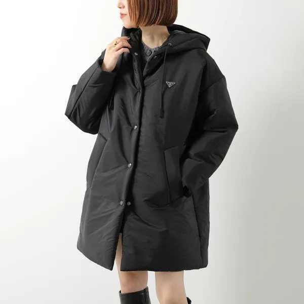 プラダ 中綿コート Re-Nylon フード ミドル丈 29D960 1WQ9