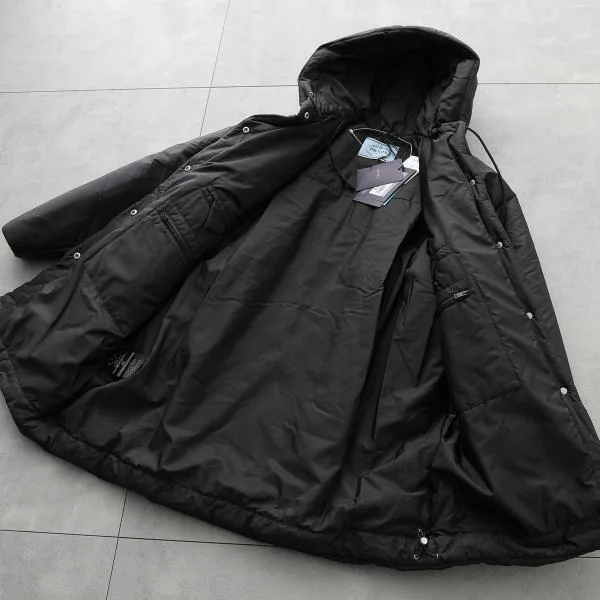 プラダ 中綿コート Re-Nylon フード ミドル丈 29D960 1WQ9