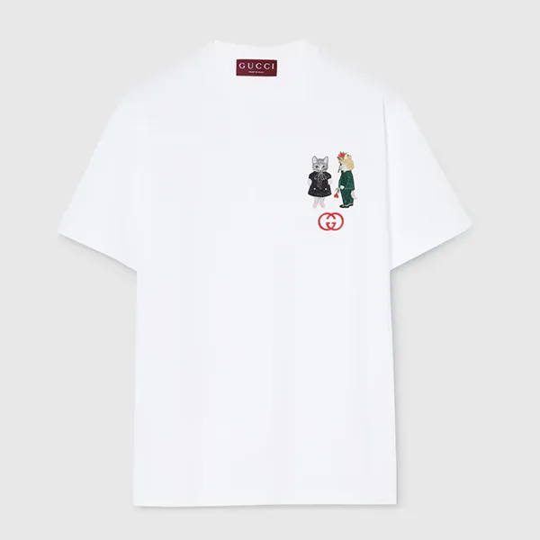 絶対に欲しいグッチ ヒグチユウコ 偽物 コットン Tシャツ 日本限定 855021 XJHTN