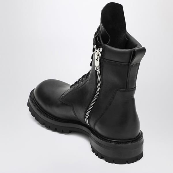 リックオウエンス ブラック Lace-Up Army Boots RU02E1869L
