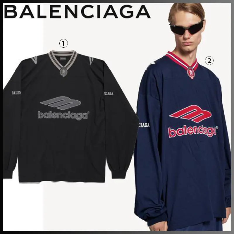 バレンシアガ 3B Football ロングスリーブ Vネック Tシャツ 2色 bl514655