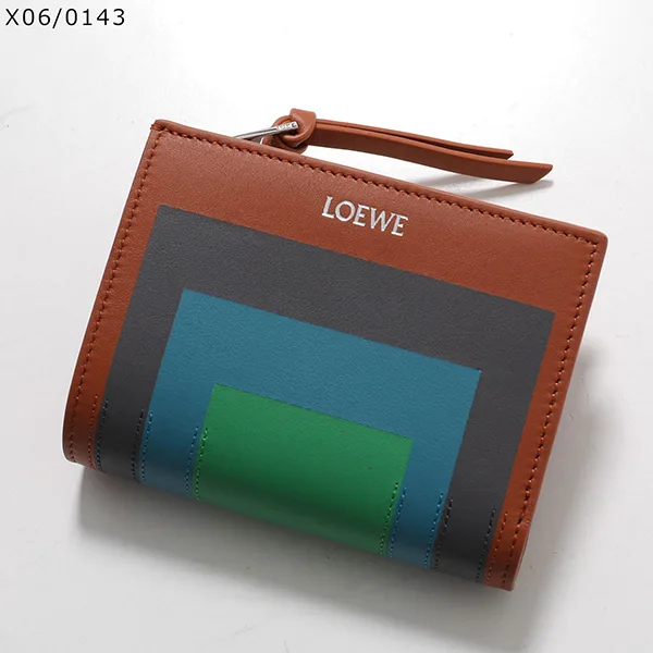 大特価★ロエベ × Albers コピー 二つ折り財布 レザー ロゴ C643NCW