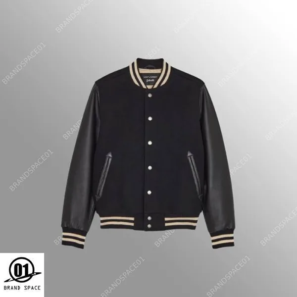 コラボ サンローラン × Schott コピー バーシティジャケット