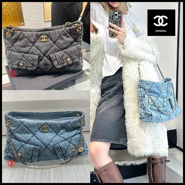 たっぷりサイズ☆シャネル デニムショッピングバッグ AS5740