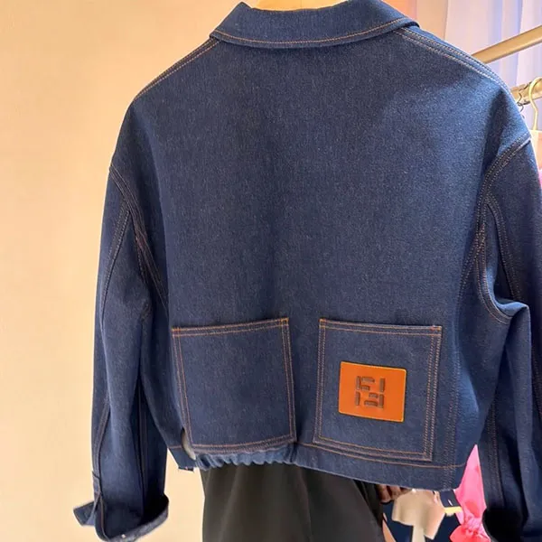 フェンディ ネイビーブルー デニム ジャケット 偽物 FLF856AOHSF0QB0
