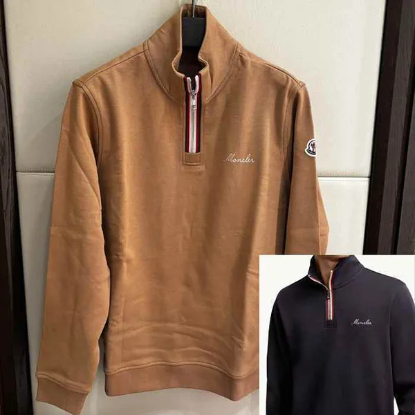 即発【モンクレール】ハーフジップ スウェット N級品 Navy★ L10918G0001489A8F742