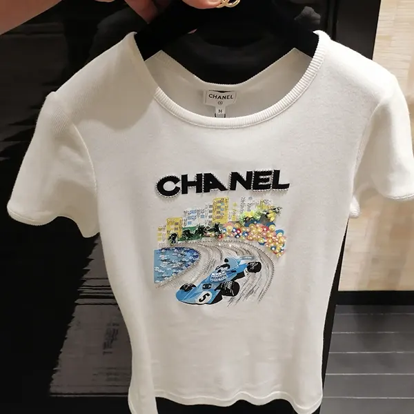 シャネル トップ Tシャツ 偽物 パール P74086 V64275 00100