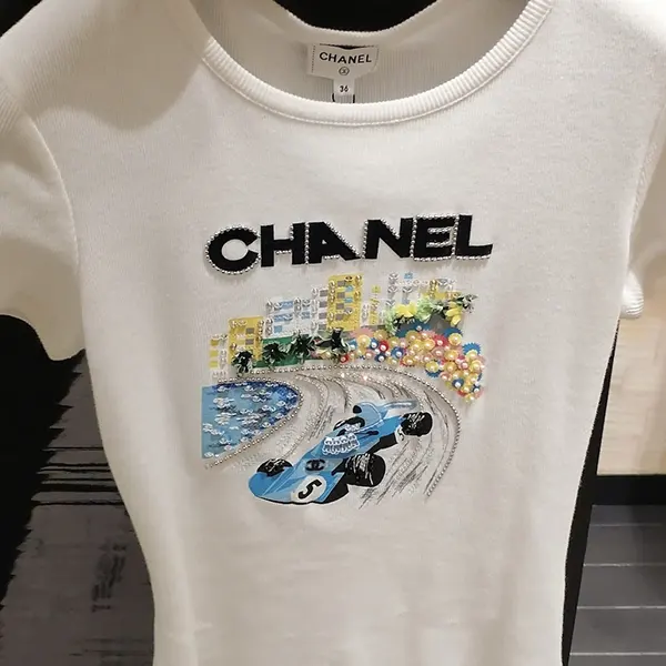 シャネル トップ Tシャツ 偽物 パール P74086 V64275 00100
