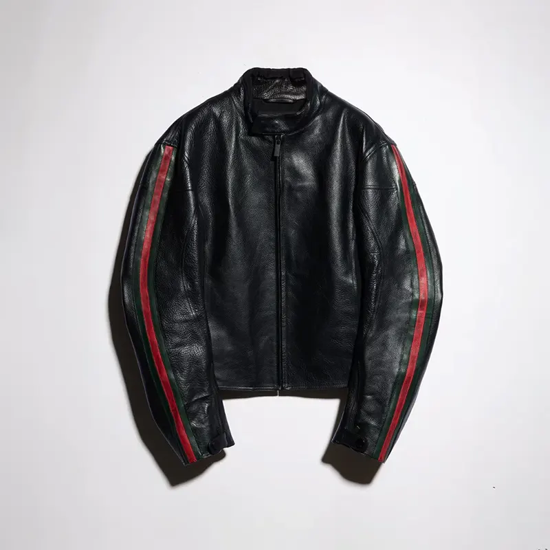 グッチ ウェブ ストライプ レザー バイカージャケット gc480245