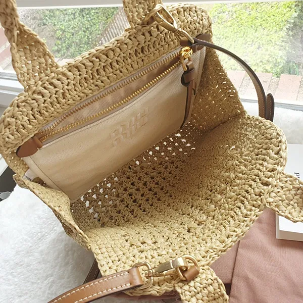 ミュウミュウ☆ラフィア ミニトートバック☆5BA283 2DO1 F0A5T