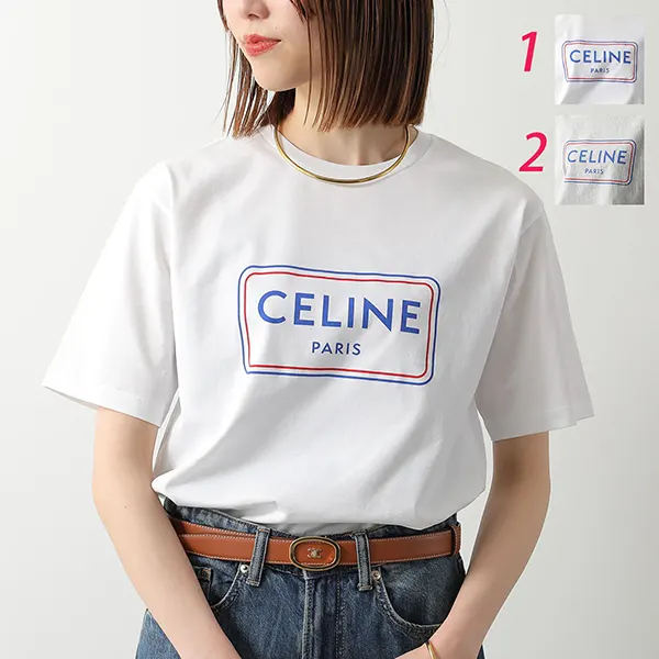 セリーヌ 半袖 Tシャツ ロゴ クルーネック RX0IA507Z
