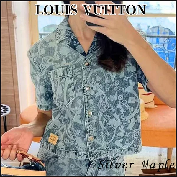 大人カジュアル【ルイヴィトン】LV ブルーム デニムシャツ 1AJZ3C