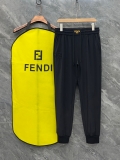 素敵なFendiフェンディメンズ新しい黄色の刺繍入りカジュアル スレッド パンツ
