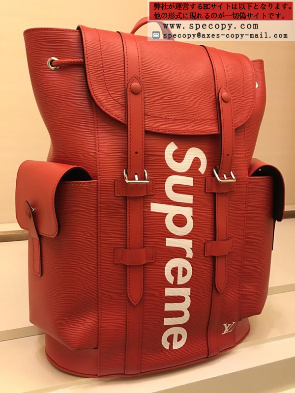 ルイヴィトン スーパーコピー Supreme コラボレーション クリストファー バックパック M53414 エピレザー レッド ショルダーバッグ シュプリーム ルイヴィトン レアアイテム 